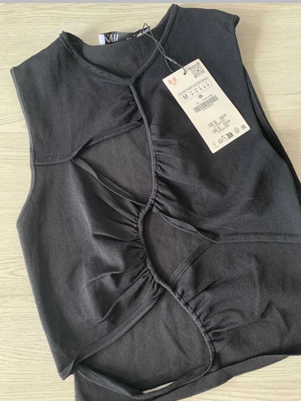 ZARA Black Sleeveless Twist-Detail Tank Top